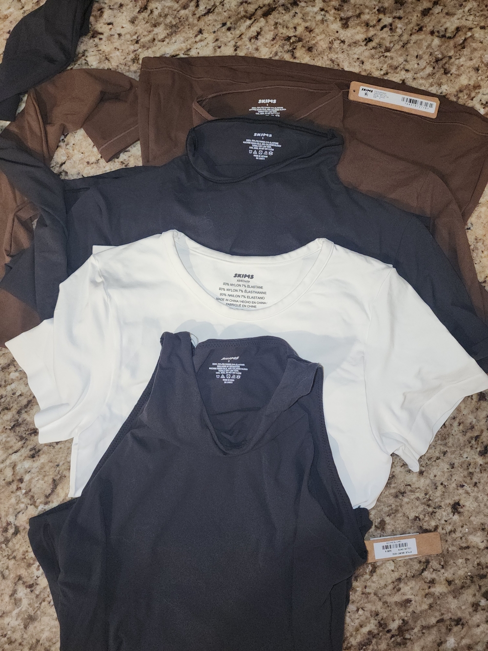 Skims Seamless Layering Tops - Black, White, Brown (Set)